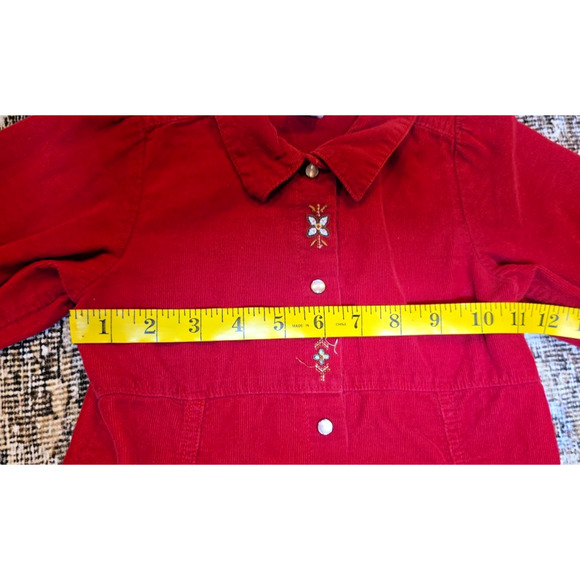 VTG 90’s Oshkosh B’Gosh Red Corduroy Dress Girls Size 5 Western Embroidery - Picture 4 of 7